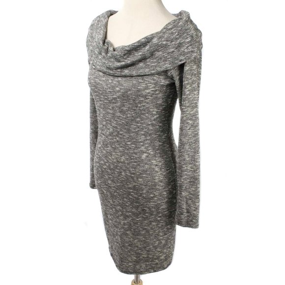 SUN & MOON Gray Marled Knit Cowl Neck Fitted Dress - Picture 2 of 4